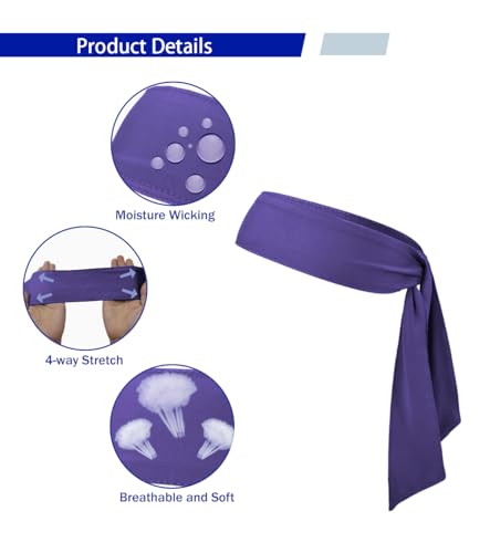 Image of Sport Tie Headbands Tennis Head Tie for Men Women Sports Fans Ninja Soccer Basketball Teams Head Ties Halloween