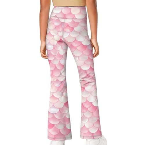 Mermaid Scales Girls Flare Leggings 5-14t Cute Bell Bottoms for Girl Yoga Pants for Gym4