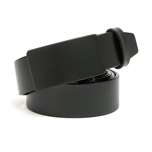 Men’s Elegant Formal Belt 3.5cm Wide Cowskin Waist Belt with Automatic Buckle Solid Genuine Leather Strap3