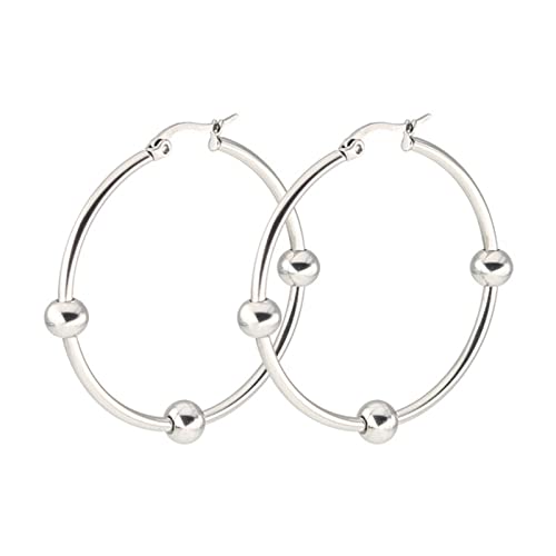 Boucles d'oreilles créoles argent anti-allergie avec barre ronde