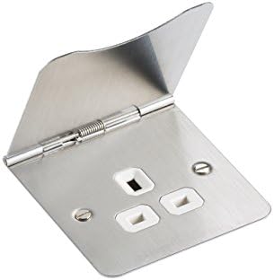 Knightsbridge ML551 - FLAT PLATE 13A 1G UNSWITCHED SINGLE FLOOR SOCKET - BRUSHED CHROME IP20 230V