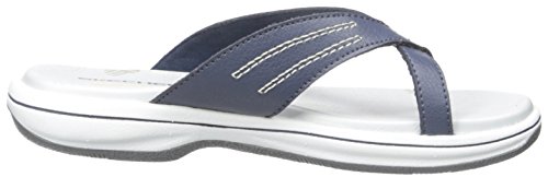 Skechers Women's Bayshore Newport Flip Flop,Dark Navy/White,10 M US