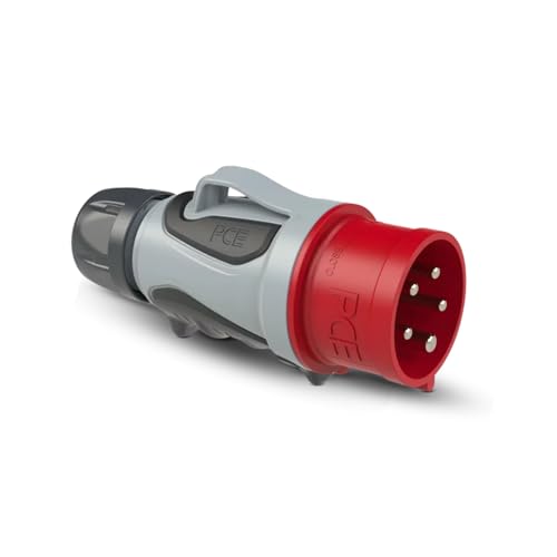 PCE 0253-6tt CEE-Stecker 32A 5-polig 6h IP54 TT GRIP I Industriestecker 400V I schraublose Anschlusâ€¦ – Miniatur