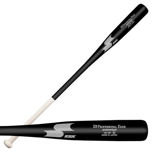 SSK Z9 Professional Edge Comp Coaches Wood Fungo Bat 33 35 37 - Baseball & Softball 22+ Colors - 60 Day Warranty (33 Natural/Black/Silver)