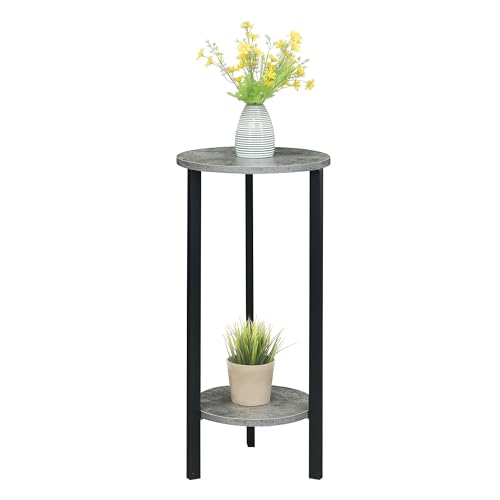 Convenience Concepts 111253CMBL Graystone 31 Inch 2 Tier Plant Stand, Cement/Black thumb #2