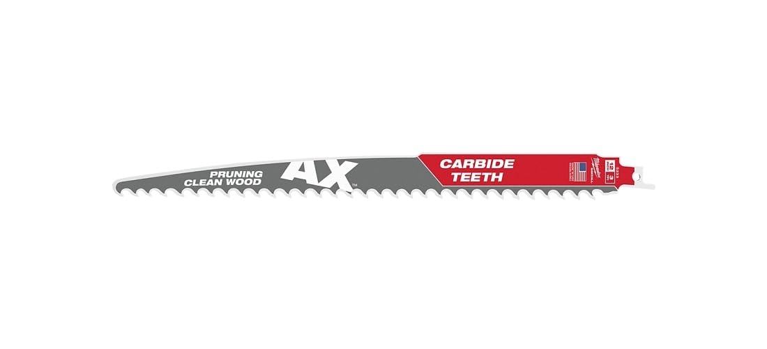 Milwaukee AX Sawzall 12 in. Carbide Pruning & Clean Wood Reciprocating Saw Blade 3 TPI 1 Blade