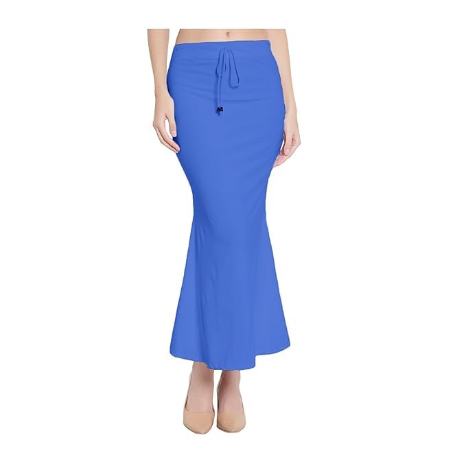 Image of Saree Shapewear Petticoat for Women Cotton Blended Lycra Shaper Petticoat with Elastic & Lace (Drawstring) Long Under Skirt Fishcut Wrinkle Free Shapewear
