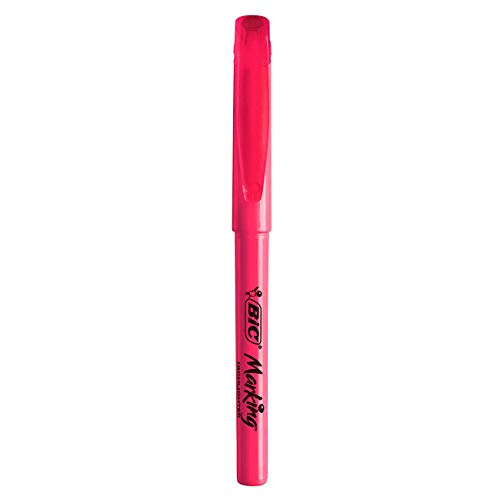 Bic Brite Liner Highlighter, Chisel Tip For Broad Highlighting & Fine Underlining, Pink, 12-Count #TOP2