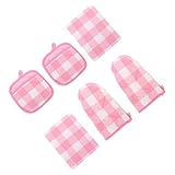 DOITOOL 2 Juegos Guantes para Horno y Paños de Cocina Cuadros Aislantes Térmicos Antiescaldadura para Uso Doméstico Microondas y Lavado de Platos Suaves y Antideslizantes para Hombre y