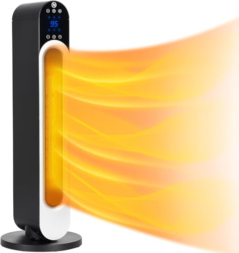 Calentador Eléctrico para Hogar, Calentadores eléctricos portátiles grandes de 29 pulgadas for uso en interiores, calentador de cerámica PTC oscilante de piso de 1500 W con control remoto, termostato,