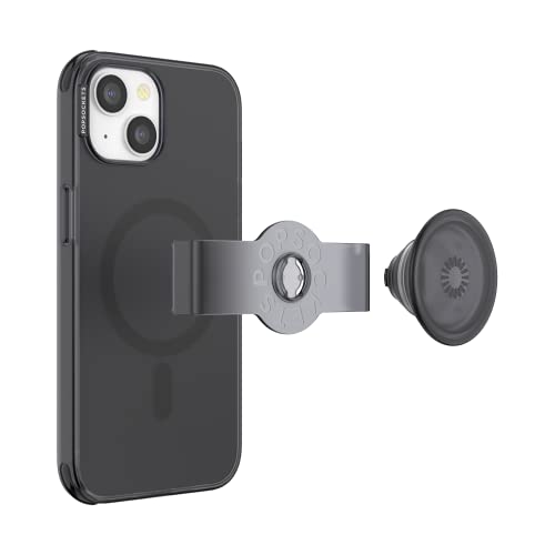 Image of PopSockets iPhone 14 Phone Case with MagSafe, Wireless Charging Compatible, Black - iPhone 14 MS Black Translucent