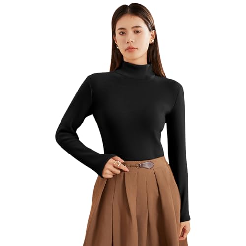 Women’s Thermal Turtleneck Shirts Mock Turtle Neck Fleece Lined Compression Long Sleeve Base Layer Tops Thermal Wear Pullover Sweater