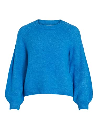 Vila Damen Vijamina O-Neck L/S Knit Top - Noos Strickpullover, French Blue,...