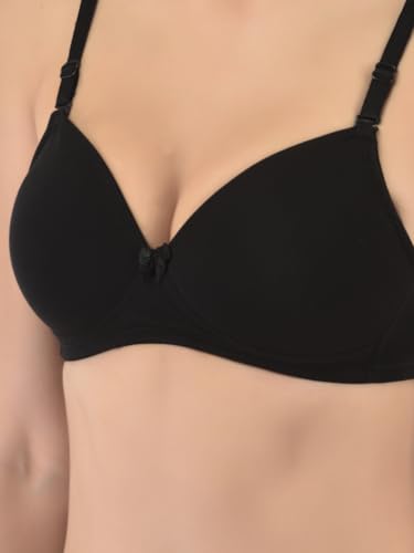 Image of Softline Women's Cotton-Rich Wire-Free Padded Bra | Full Coverage, Seamless & Breathable for Everyday Comfort | Soft Fabric with Supportive Fit for All-Day Wear