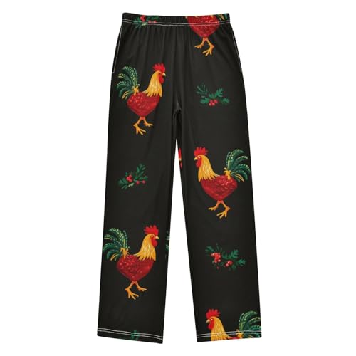 ZZXXB Cock Spruce Branch Boys Long Pants Soft Trousers Elastic Waist Kids Lounge Bottoms with Pockets S-XL