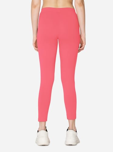 Image of VSTAR PL02 Women Ankle Length Stretchable Slim Fit Leggings with Secured Side Pocket | Moisture-Wicking | Soft Waistband & Cotton-Elastane Fabric | S | Dusty Pink