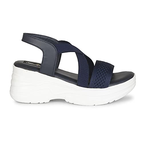 Image of Stylish Girl's High Heel Criss Cross Chunky Sole Casual Fashion Wedges Sandal For Women /Girls Ankle Strep Sandal