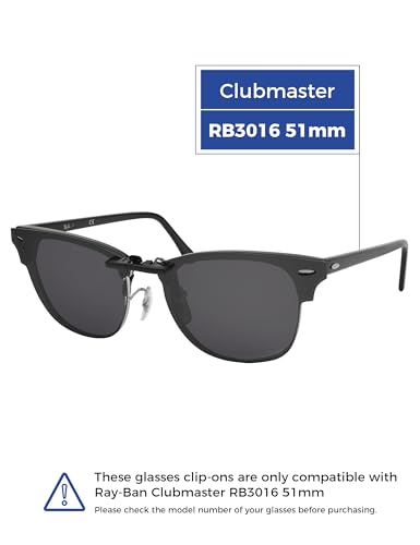 Polarized Clip-on Sunglasses for Ray-Ban Clubmaster RB3016 51-21 for Men Women UV Protection-Black2
