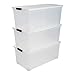 Iris Ohyama, Lot de 3 boîtes de rangement, 70 L, avec clips, empilable, chambre, garage, grenier - New Carry Stocker NCS-420 - Transparent