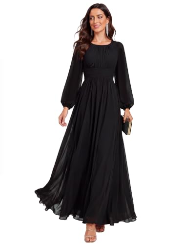 Image of Ever-Pretty Women's Chiffon Long Sleeve Formal Wedding Guest Dresses