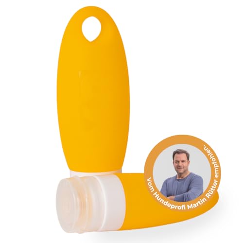 Martin Rütter Futtertube für Hunde 100 ml, Farbe: LiteYellow – befüllbar, auslaufsicher, BPA-freies Silikon, ideal für Training und unterwegs - Inklusive Ersatzdeckel