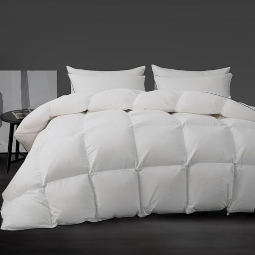 HYVIF Luxury White Down Fiber Comforter King Size -...