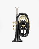 NEW POCKET TRUMPET BLACK/BRAS COLORED FINISH Bb GOOD PITCH PROFFESIONALS W/CASE