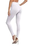 VOGUEMAX Women's Ankle Length Leggings Buttery Soft High Waisted Stretch Basic Solid Full Length Leggings Pants White