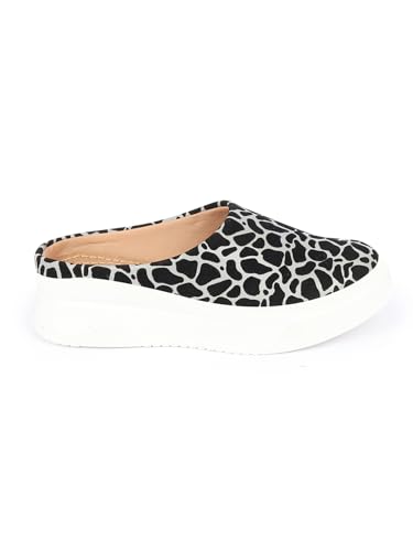 Image of FAUSTO Women's Fashion Outdoor Leopard Print Height Enhancer Open Back Slip On Casual Shoes