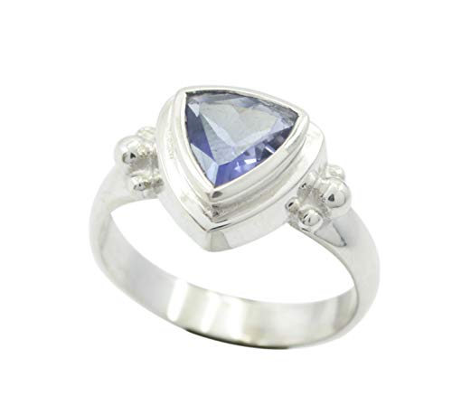 Bague iolite bleue en argent 925 massif pour femme joaillerie