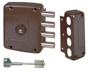 CISA Serratura Elettrica Da Applicare 12V Con Pulsante - Zincata, Per Cancelli E Portoni, Mano Sinistra