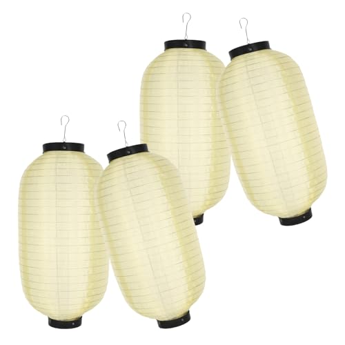 BESPORTBLE Faroles Japoneses Colgantes Impermeables de 45X25 CM 4 Piezas Pantalla de Linterna de Tela Plegable Color Beige para Decoración Interior y Exterior en Fiestas y Jardines