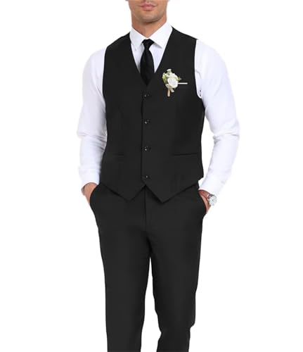 Mens 2 Piece Suit Slim Fit Formal Groomsmen Vest Pants Suits Set for Men Wedding Prom Business