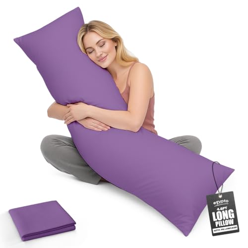 Living Orthopaedic 4ft 6 Bolster Pillow (19”x54”) – Hypoallergenic Long Pillow – Soft & Breathable Full Body Pillow for Back, Neck & Leg Support – Ideal Pregnancy Support with Long Pillow case (Lilac)