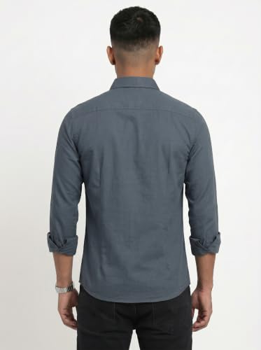 Image of DOXIC Men's Cotton Shirt with Spread Collar Neck Full Sleeves Classic Style Solid Pattern Regular Fit and Standard Length | Formal & Casual Wear Shirts