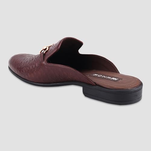 Image of Ezok Men's Leather Casual Mule Loafers | Stylish Slip-On Back Open Shoes for Party, Office & Casual Wear