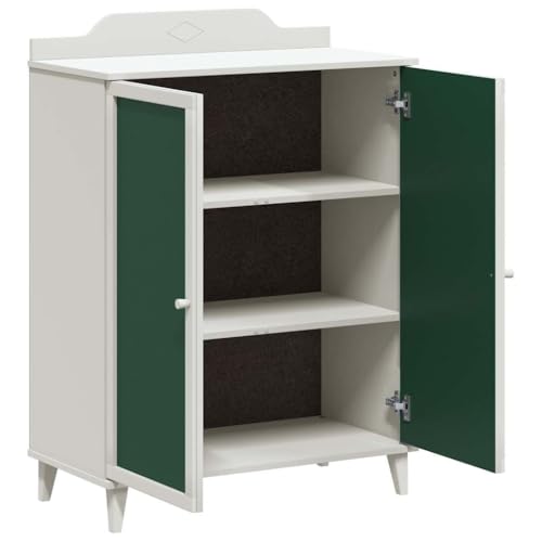 Mueble de madera con panel frontal blanco y dos puertas en dimensiones compactas 80x40x110 cm 6