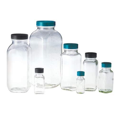 Qorpak GLA-00833 French Square with 48-400 Neck Finish Bottle, 16 oz, Clear (Pack of 40)