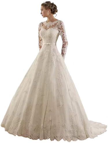 Fanciest Women's Long Sleeve Lace Wedding Dresses...