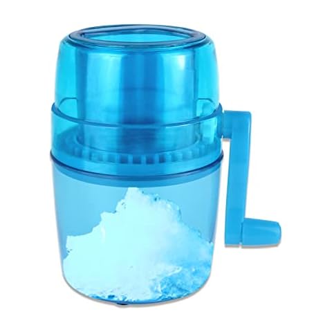 Hand Crank Ice Crusher,Snow Cone Machine Household Mini Portable Ice Shaver with Stainless Steel Blade Manual Ice Crusher for Snow Cone, Slush, Shaved Ice(Blue) Cover