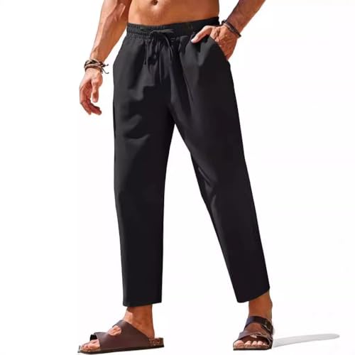 Men's Linen Pants Drawstring Casual Summer Beach Pant Lightweight Yoga Pants3