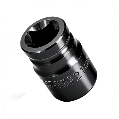 Youzzei 1/2 Inch 21mm Impact Socket 6 Point Shallow Metric Socket Upgraded Electrophoretic Coating CR-V Steel 21mm Sockets 1/2 Drive for Car Repair Mechanical Maintenance Home Use