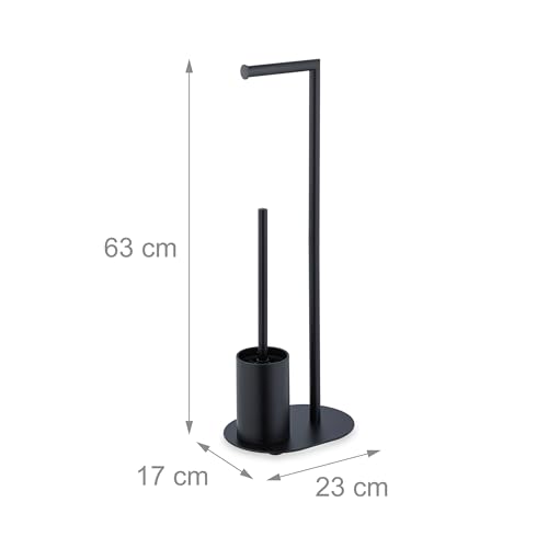 Image of Relaxdays Metal Toilet Brush Holder Height 63 x Width 23 x Depth 17 cm Black