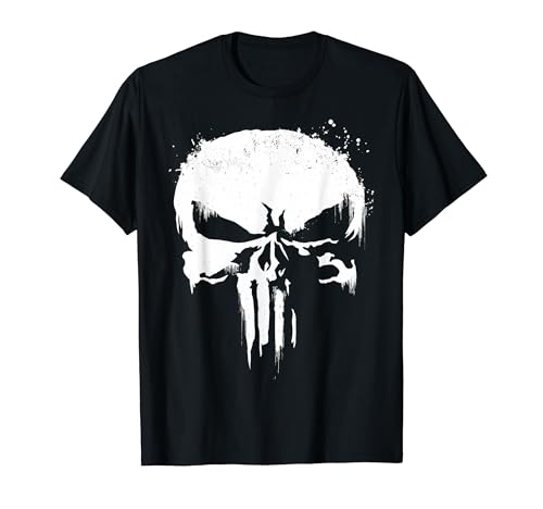 マーベル パニッシャー ホワイト ペイント スプラッター スカル グラフィック Tシャツ Tシャツ