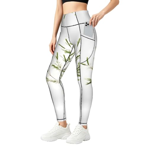 Pantalones de yoga con control de abdomen y bolsillos ERSDWRE para fitness y running