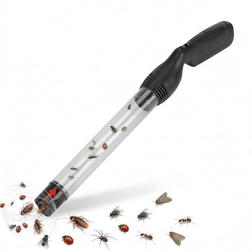 Aspiradora con boquilla larga, tubo transparente de PC con luz LED y funciona con pilas, para una eliminación segura de polillas, arañas, avispas, abejas, etc