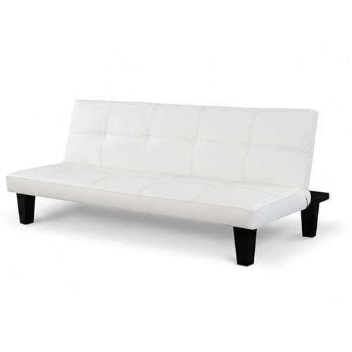 Baroni Home Canapé-lit en simili cuir 3 places, convertible en lit rembourré, canapé inclinable avec pieds en plastique pour salon, chambre d'hôtes,...