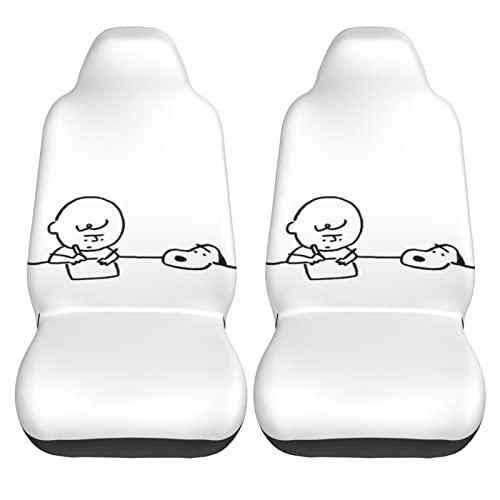 スヌーピー アニメ カーシートカバー 2枚セット 前席用 軽 防汚 気性 洗える 通気性よし 普通車 適用 フロント 軽自動車 シートカバー 背面フルカバー ブラック 運転席 助手席 車用 シート カバー グッズ キャラクター 人気 おしゃれ プレゼント