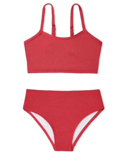 Image of Century Star Girls Ribbed 2-Piece Bikini Swimsuit - Fully Lined Modest Bathing Suit for Teens & Tweens