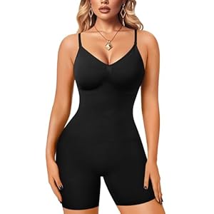 Irisnaya Women Slimming Bodysuits Shapewear Tops Tummy Control Body Shaper Spaghetti Strap Camisole Leotards Bodycon Jumpsuit